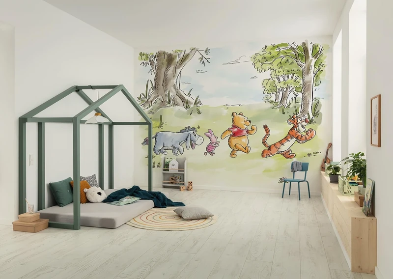 Komar Non-Woven Photo Wallpaper Disney Winnie The Pooh Walk Together Size 300 x 250 cm Children's Wallpaper Children's Wallpaper