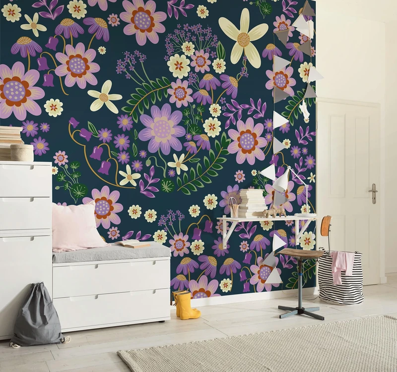 Komar Non-Woven Photo Wallpaper Disney Minnie Mouse Gardening Club Blue Size 250 x 250 cm Children's Wallpaper