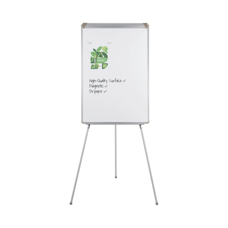Bi-Office Easy Biofusion Tripod Easel, 70x100cm (Euro Size), Lacquered Steel Magnetic Surface, Natural Aluminium Frame with Coconut Biocomposites