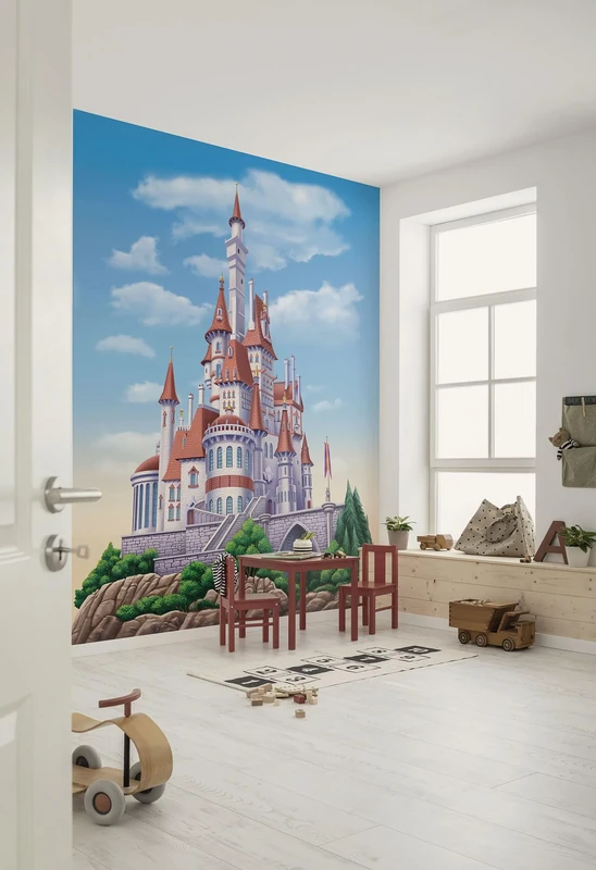 Komar Non-Woven Photo Wallpaper - Disney Princess Belle Castle - Size 200 x 250 cm - Children's Wallpaper