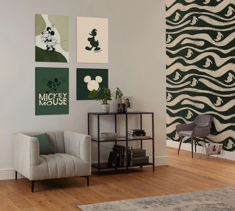 Komar Non-Woven Photo Wallpaper - Disney Donald Duck Green Waves - Size 200 x 250 cm - Children's Wallpaper