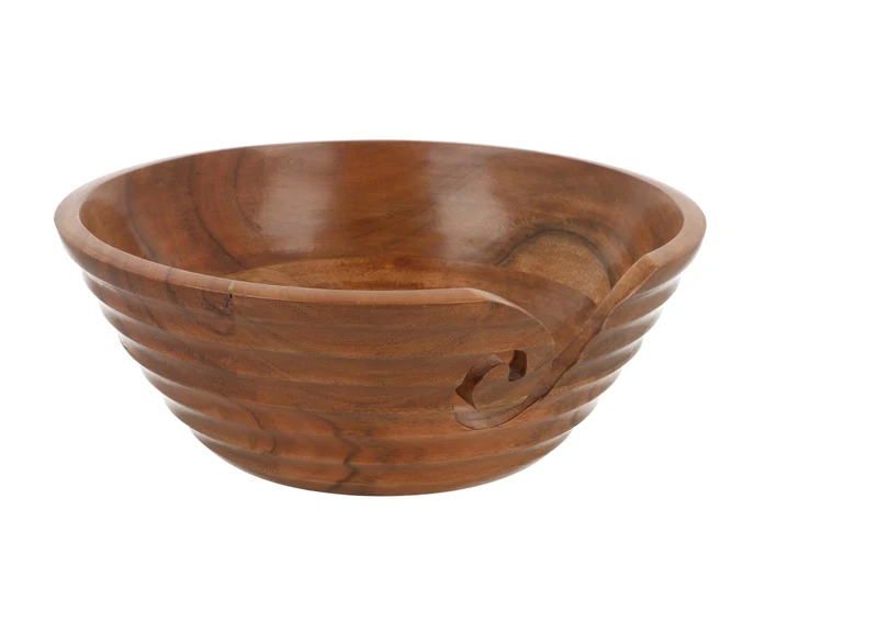 Scheepjes Yarn Bowl with Carvings - Handmade Bowl for Knitting or Crocheting Projects, Rosewood, 22 x 10cm - 1 Piece
