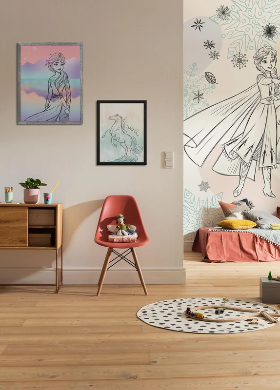 Komar Non-Woven Photo Wallpaper - Disney Frozen Sketch Sisters - Size 200 x 250 cm - Children's Wallpaper