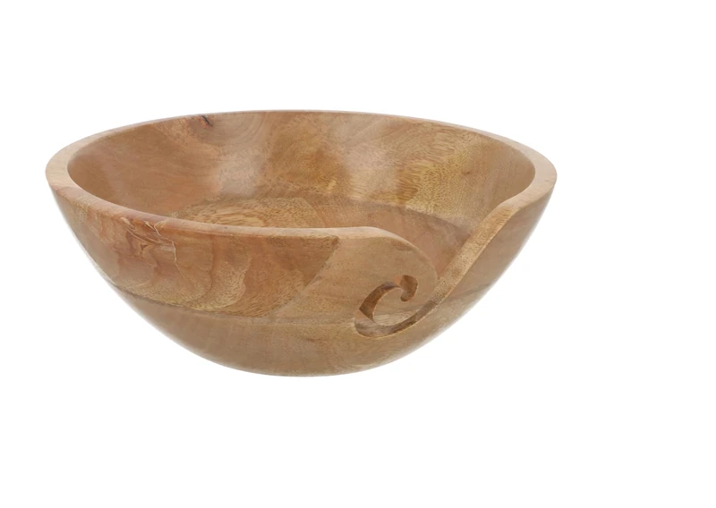 Scheepjes Yarn Bowl with Carvings - Handmade Bowl for Knitting or Crocheting Projects, Mango Wood, 22 x 10cm - 1 Piece