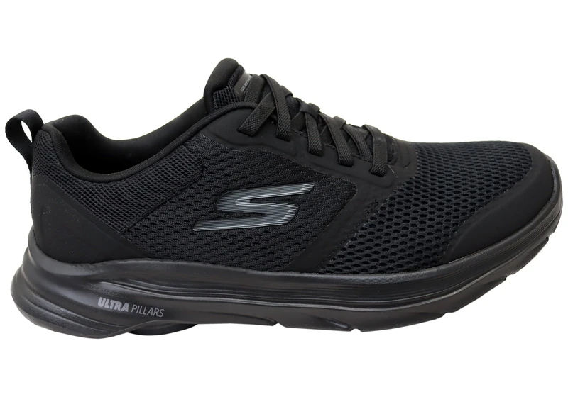 Skechers Men's Go Walk 8 Idris Sneaker, Black Textile/Trim, 11.5 UK