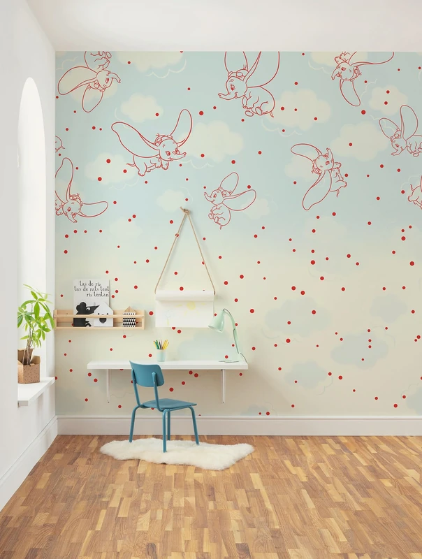 Komar Non-Woven Photo Wallpaper - Disney Dumbo Clouds - Size 250 x 250 cm - Children's Wallpaper