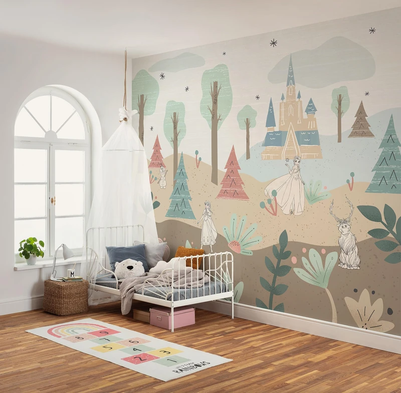 Komar Non-Woven Photo Wallpaper - Disney Frozen Castle Playground - Size 300 x 250 cm - Children's Wallpaper