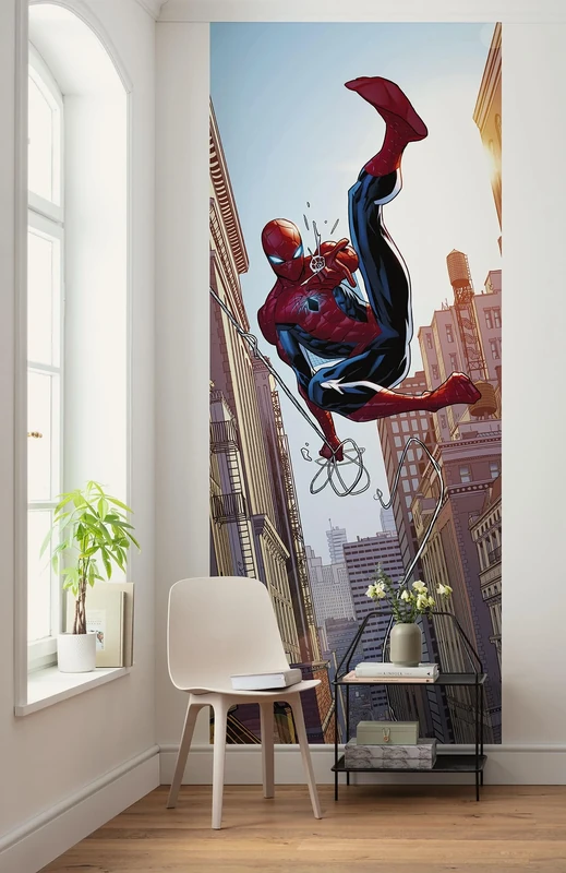 Komar Non-Woven Photo Wallpaper Marvel Spider-Man Swinging 100 x 250 cm Children's Wallpaper