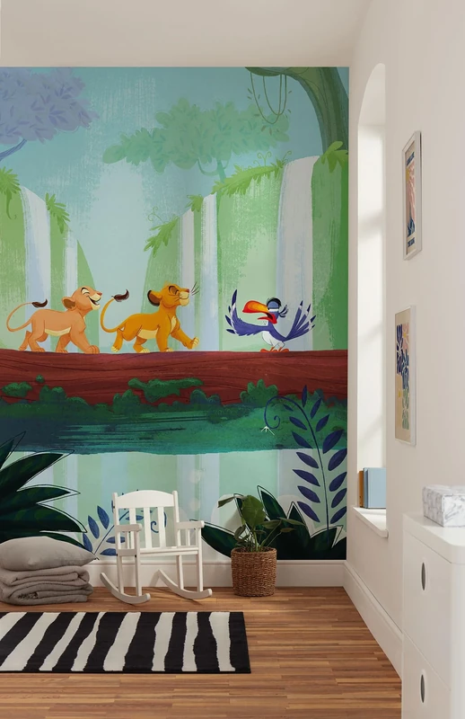 Komar Non-Woven Photo Wallpaper - Disney The Lion King Classic Waterfall - Size 200 x 250 cm - Children's Wallpaper