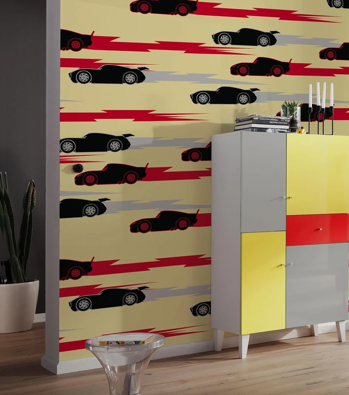 Komar Non-Woven Photo Wallpaper - Disney and Pixar Cars Pattern - Size 200 x 250 cm - Children's Wallpaper
