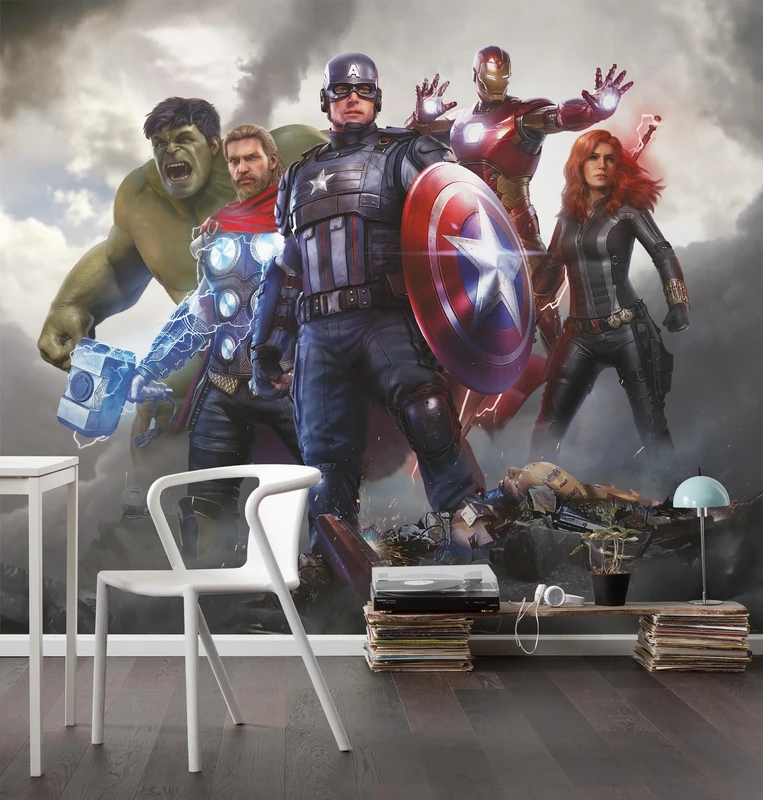 Komar Non-Woven Photo Wallpaper Marvel Avengers Working Together Size 300 x 250 cm Children's Wallpaper Children's Wallpaper