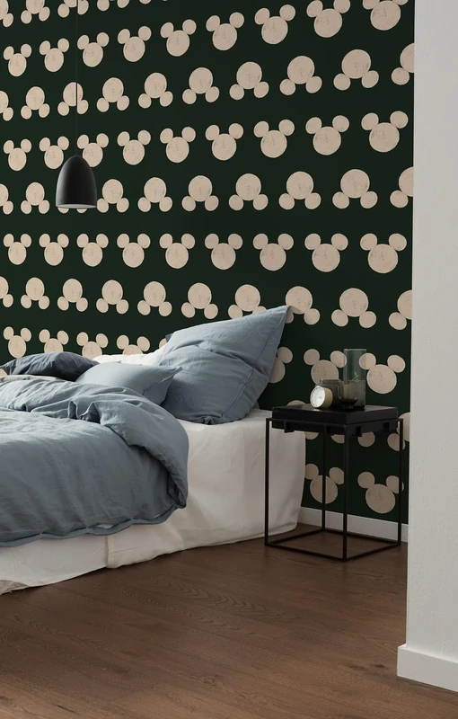 Komar Non-Woven Photo Wallpaper - Disney Mickey Mouse Green Heads - Size 200 x 250 cm - Children's Wallpaper