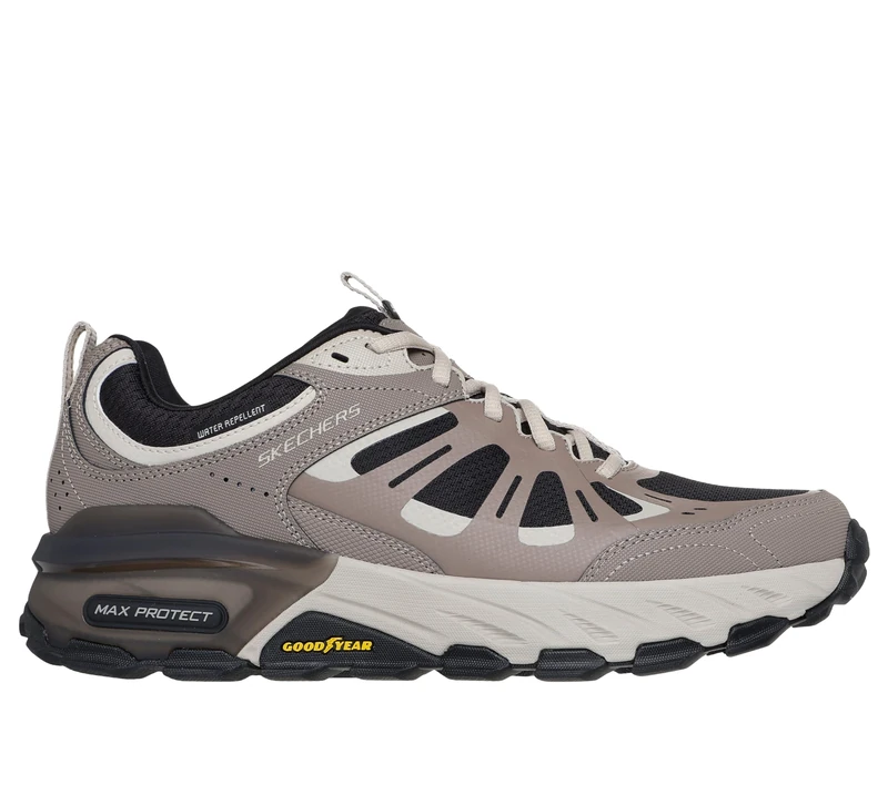 Skechers Men's Max Protect Sherwood Ridge Sneaker, Taupe Leather/Synthetic/Black Trim, 10 UK