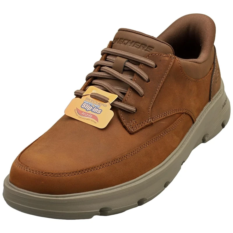 Skechers Men's Arch Fit Garza Rowan Slip-On Sneakers, Dark Brown Leather/Synthetic, 9.5 UK