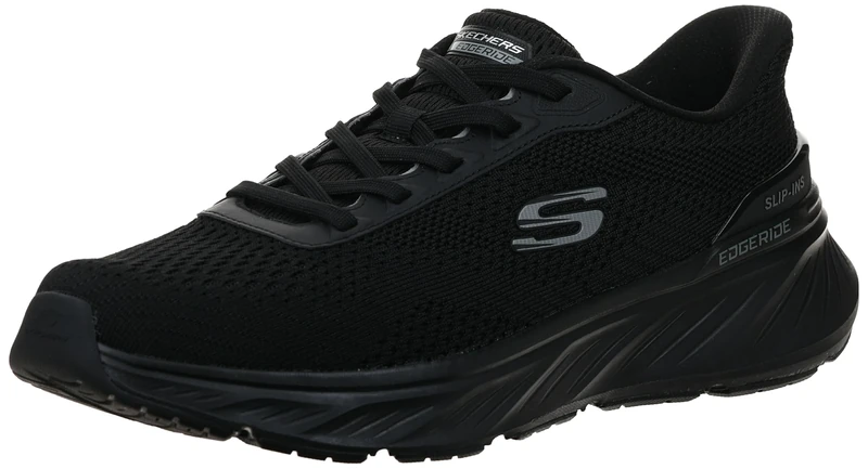 Skechers Men's Edgeride Erlson Slip-On Sneakers, Black Knit/Pu, 11 UK