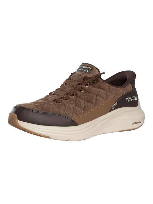 Skechers Men's Contour Foam Cordelux Sneaker, Brown Corduroy/Pu, 9 UK