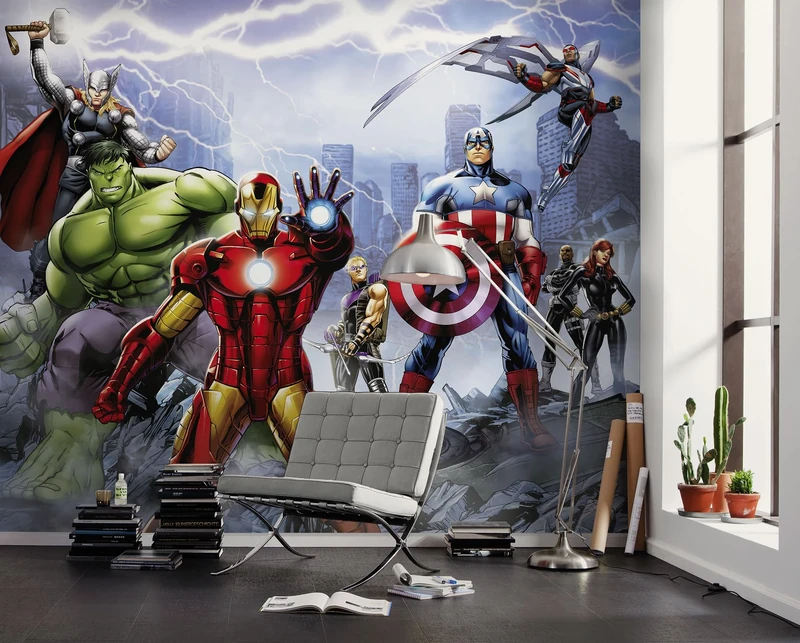 Komar Non-Woven Photo Wallpaper Marvel Avengers Ultimate Warriors Size 300 x 250 cm Children's Wallpaper Children's Wallpaper