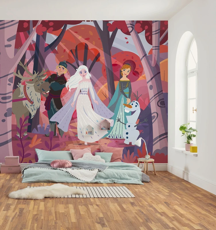 Komar Non-Woven Photo Wallpaper - Disney Frozen Forest Friendship - Size 300 x 250 cm - Children's Wallpaper