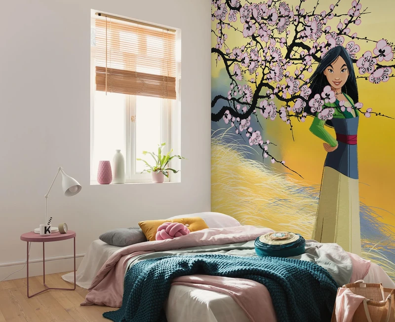 Komar Non-Woven Photo Wallpaper - Disney Mulan Cherry Blossoms - Size 200 x 250 cm - Children's Wallpaper