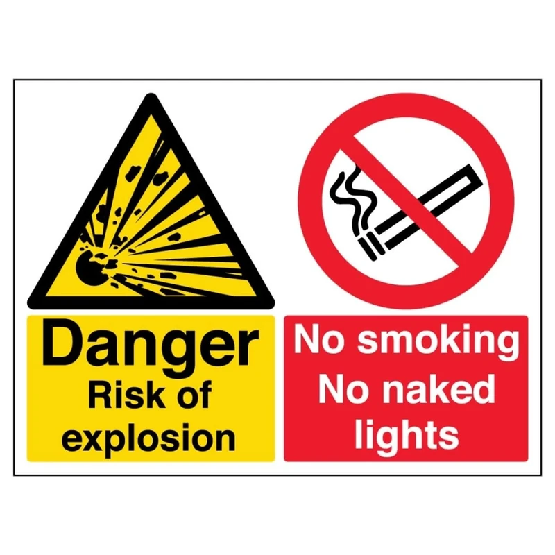V Safety Highly Flammable/No Smoking/Naked Lights 600 x 450 mm - Glow In The Dark Self Adhesive Vinyl Safety Sign