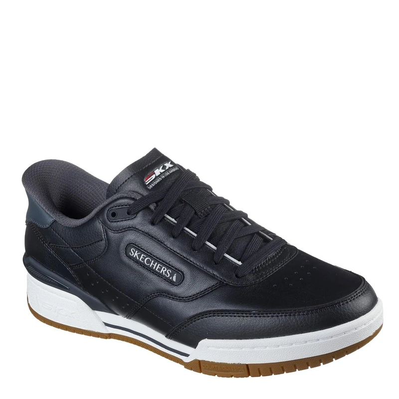 Skechers Men's Recoil Sneaker, Black Leather/Pu/White Trim, 12 UK