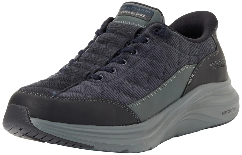 Skechers Men's Contour Foam Cordelux Sneaker, Navy Corduroy/Pu, 8.5 UK