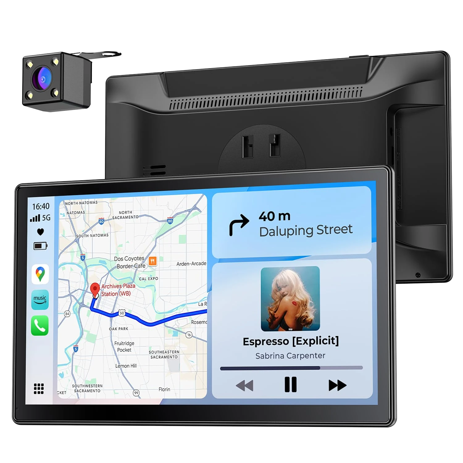 9" Wireless Portable 60FPS Car Screen for Apple CarPlay & Android Auto, 1024*600 HD Display, Magnetic Mount, OTA, Portrait and Landscape Modes, Backup Camera, Bluetooth, Voice Control, GPS Navigation