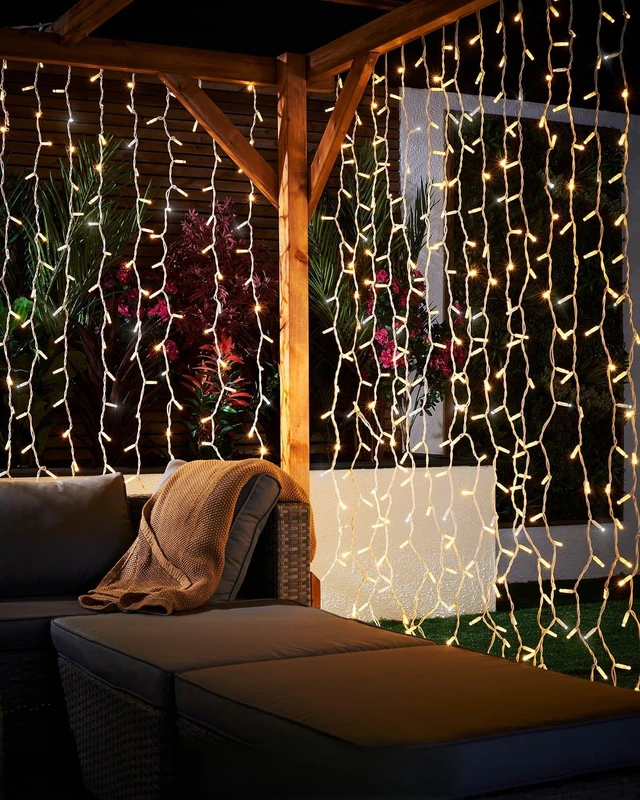 WeRChristmas Twinkling LED Curtain Lights, White Cable