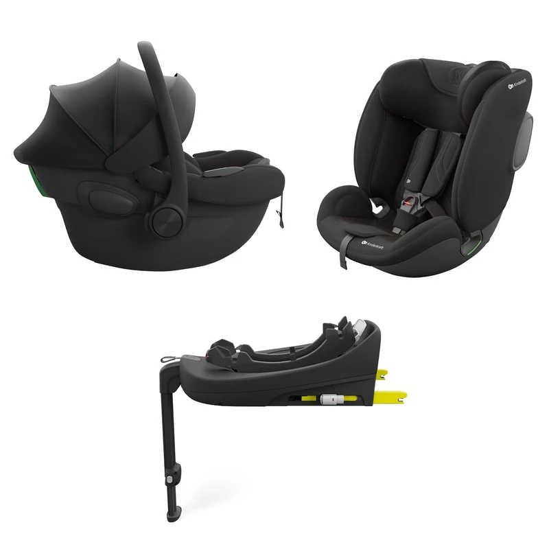 KINDERKRAFT Endura Safe Modular System, 3-in-1, for Children and Infants, car seat, Rotating Base (90°), Ultra-Lightweight (3.2 kg), Premium Padding, Head Protection System, Beige
