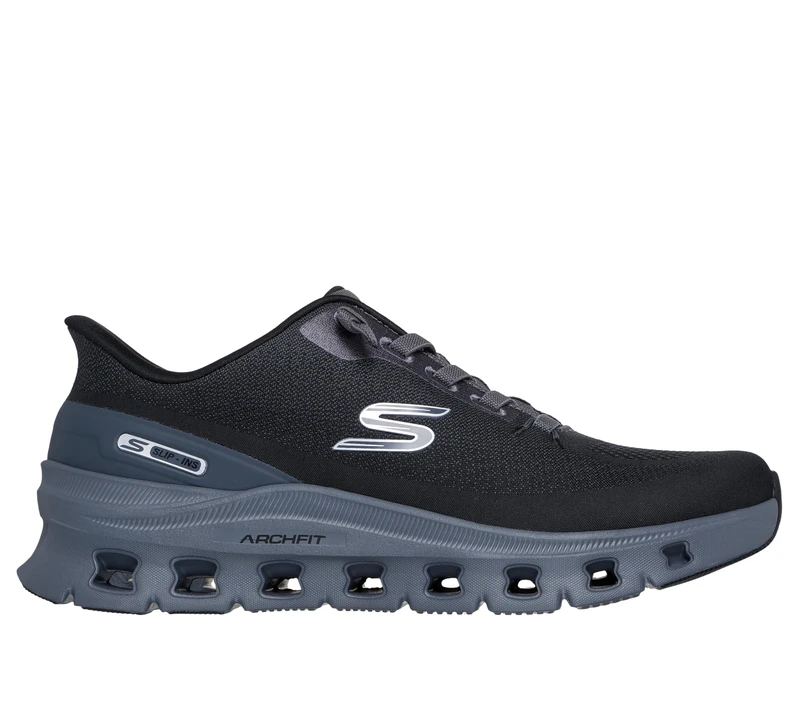 Skechers Men's Arch Fit Glide-Step Pro Sneaker, Black Knit/Charcoal Pu, 8.5 UK
