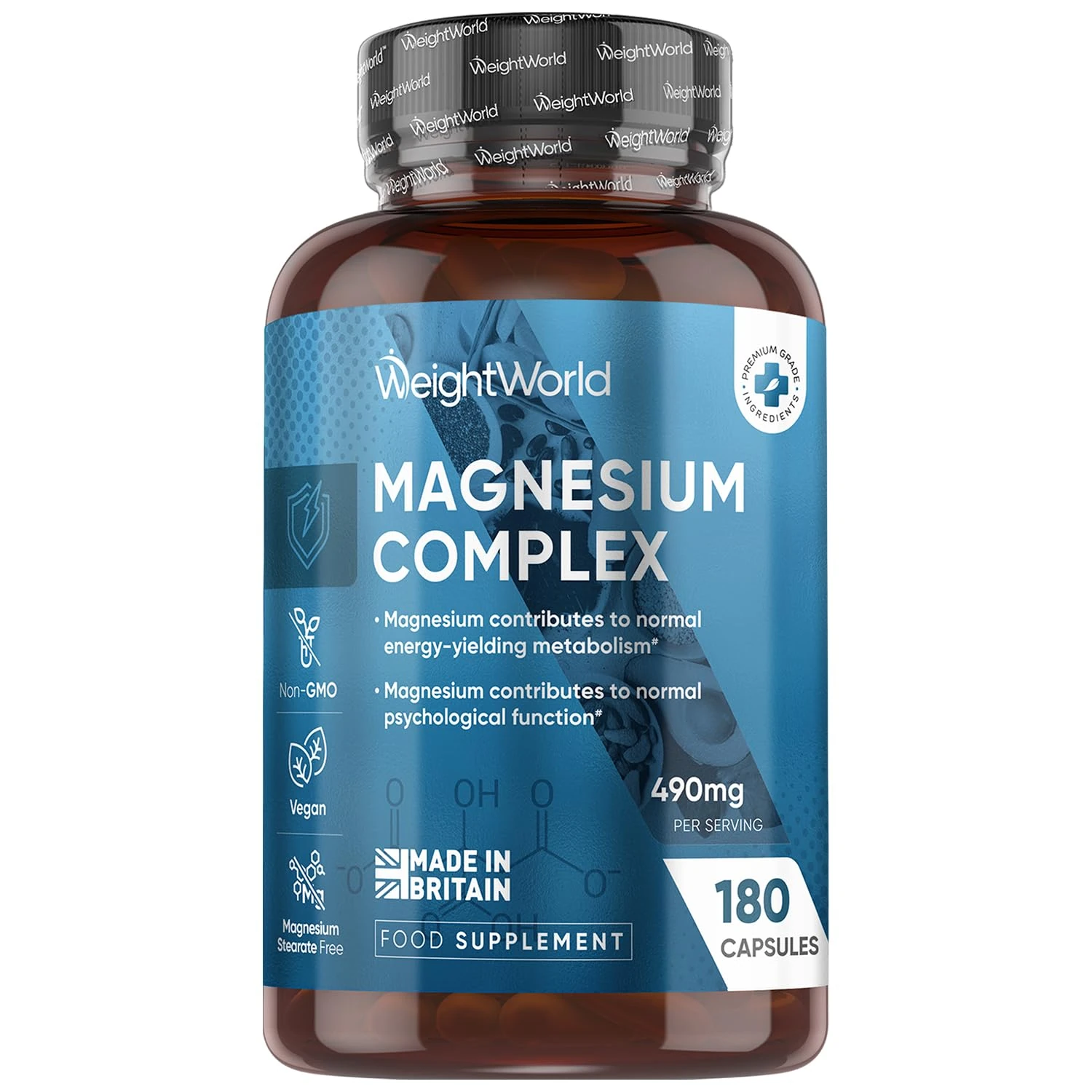 Magnesium Glycinate 4-in-1 Complex | 180 Capsules | 400mg Elemental Magnesium | 3 Months Supply | With Citrate, Bisglycinate, Taurate & Malate | Added L-Leucine 90mg | Vegan & Non-GMO | Made in the UK