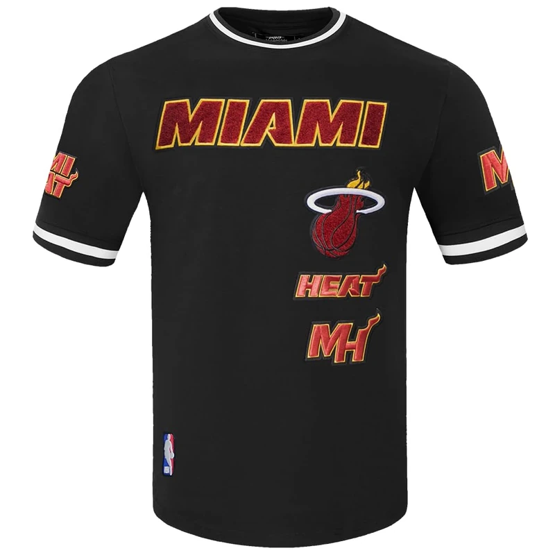 Pro Standard Mens NBA Miami Heat Retro Classics Short Sleeve Tee Black 3XL - Image 1