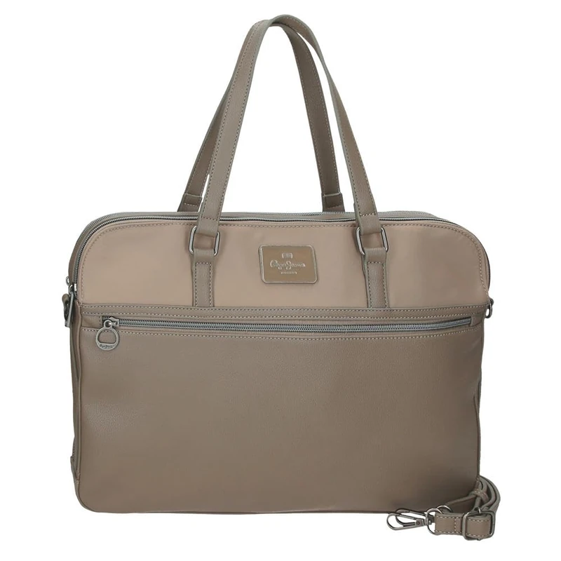 Pepe Jeans Christine Laptop Briefcase 15.6 Inch Beige 40x30x5 cm Polyester with Faux Leather Details by Joumma Bags, green, One Size, briefcase - Image 1