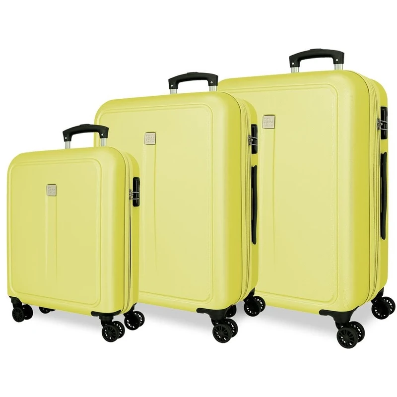 Roll Road Cambodia Luggage Set Yellow 55/65/75 cm Rigid 11.1 kg Combination Lock Side ABS 11.1 kg 190L Hand Luggage, Lemon Tree, One Size, Suitcase Set