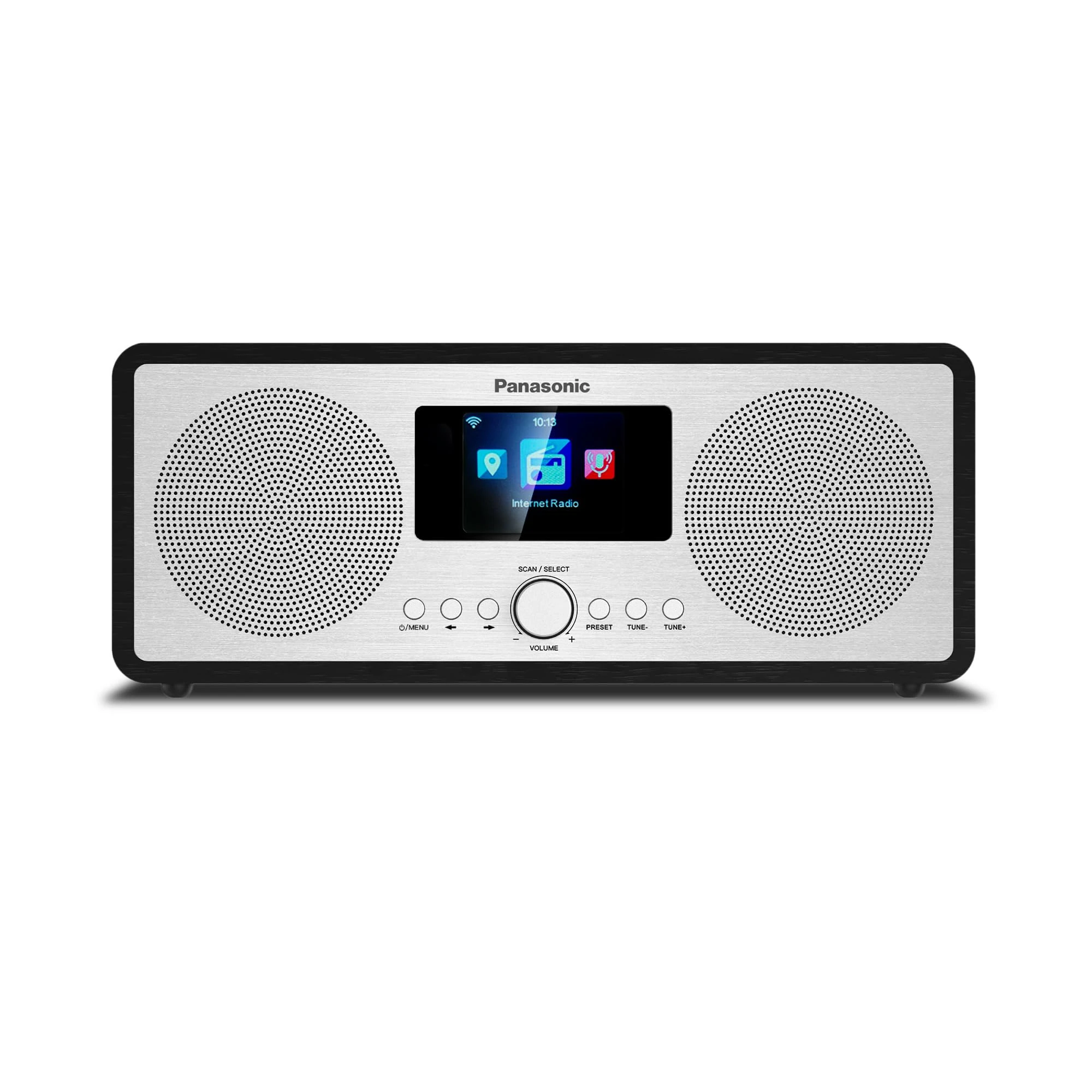 Panasonic RF-D40EGK-K Internet & DAB+/FM Radio with Bluetooth, 6W, 7.5cm Speakers, 2.4" TFT Colour LCD, Alarm & Sleep Timer, Remote Control, USB, Wi-Fi, Black