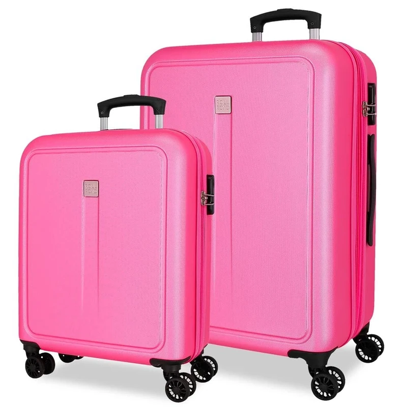 Roll Road Cambodia Luggage Set Pink 55/65 cm Rigid 6.6 kg Combination Lock Side ABS 6.6 kg 93L Hand Luggage, Pink, One Size, Suitcase Set