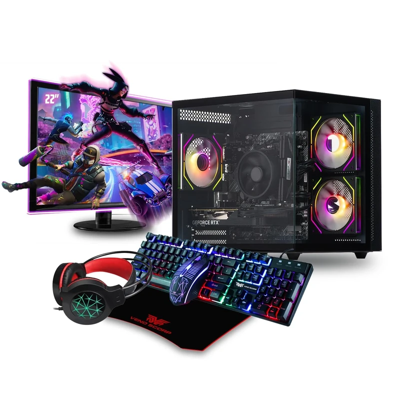 Veno Scorp Gaming PC Bundle - Intel Core i5 2nd Gen Nvidia Geforce GTX 750 4GB Graphics Card - 16GB DDR3 Ram - 120GB SSD - 500GB HDD - Wi - Fi - Mini Nemesis ARGB Black