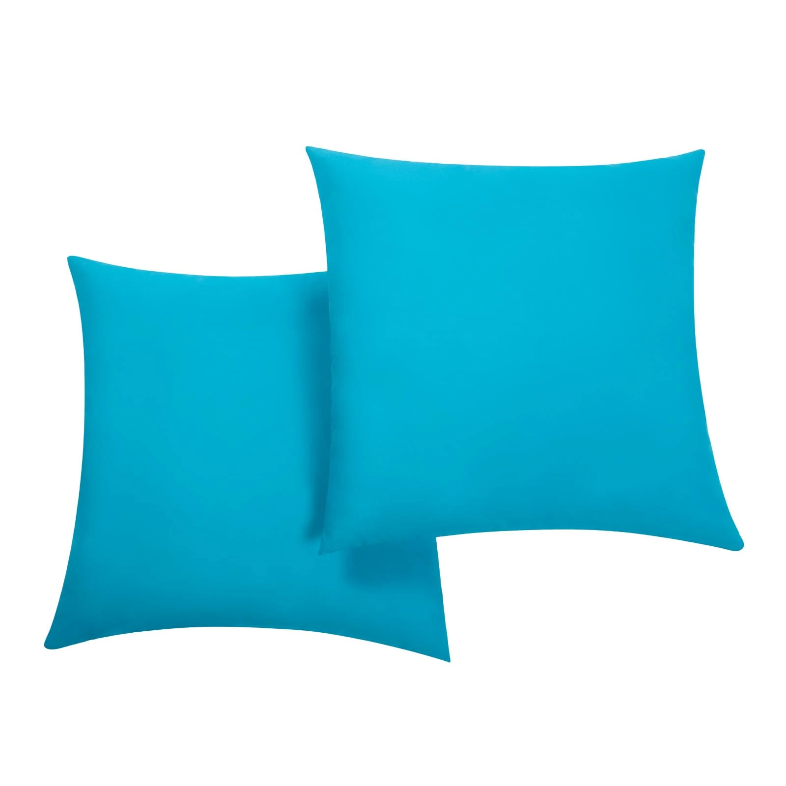 Brentfords 2 Pack Outdoor Cushion Covers Decorative Plain Blue Garden Cushion Covers, Super Soft Throw Pillowcases For Patio Sofa Living Room, Sea Blue-45x45cm