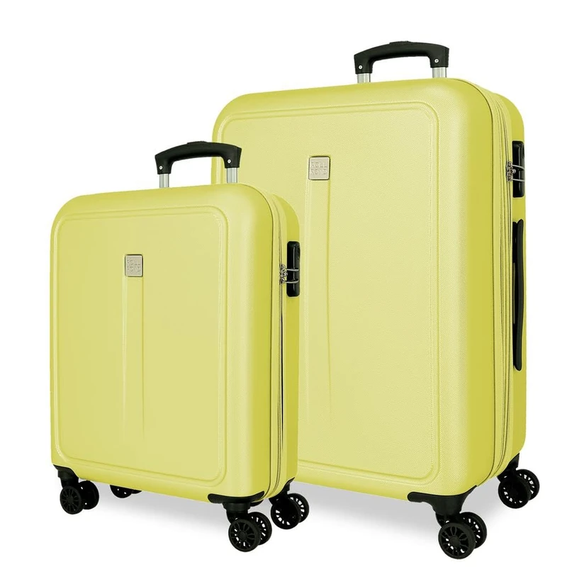Roll Road Cambodia Luggage Set Yellow 55/65 cm Rigid 6.6 kg Combination Lock Side ABS 6.6 kg 93L Hand Luggage, Lemon Tree, One Size, Suitcase Set