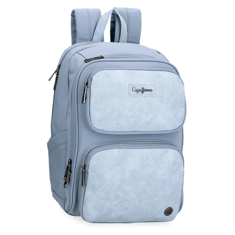Pepe Jeans Jana Laptop Backpack 13.3 Inch Blue 25x37x10cm Polyester and PU 9.25L by Joumma Bags, blue, One Size, Laptop Backpack