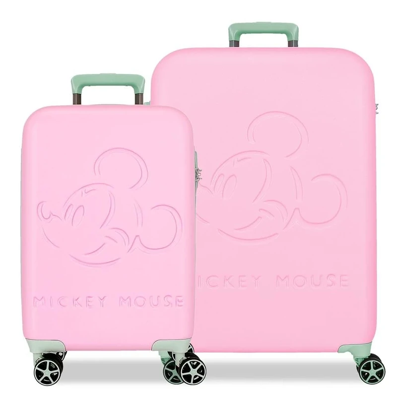 Disney Mickey Crazy Trip Suitcase Set Pink 55/65 cm Rigid 5.7 kg TSA Lock ABS 5.67 kg 114.81 L Extendable Hand Luggage, Pink, One Size, Suitcase Set