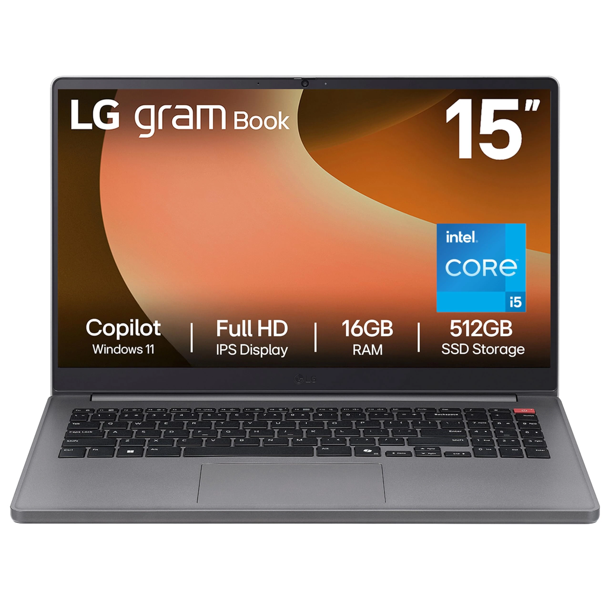LG gram Book 15U50T - 15 Inch FHD IPS Lightweight Laptop, Intel Core i5 1334U, 16GB RAM, 512GB SSD, Windows 11 Home, Copilot, HD Webcam with Privacy Shutter, Titan Silver