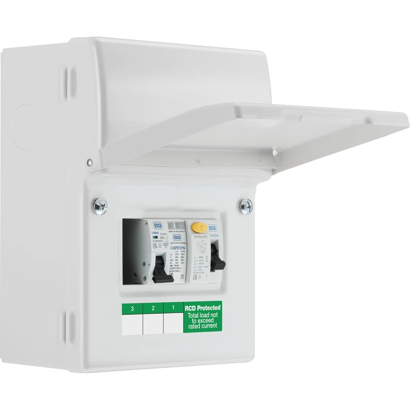 Sync Energy EV Charger Consumer Unit with 40A 30mA Type A RCD, Type 2 SPD & 40A MCB, Electric Vehicle Enclosure Kit, Populated Fuse Box, 5 Module, Indoor, BG Sync EV, IP20, CFUEV5A