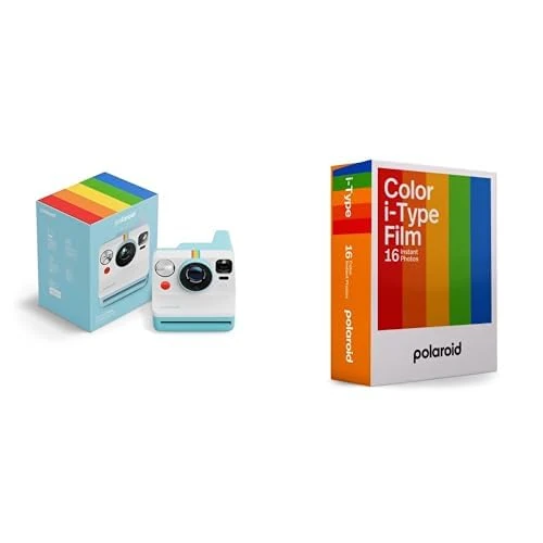 Polaroid - NOW Gen3 - Instant Camera - Camera + Color Film Bundle (16 photos) Artic Blue