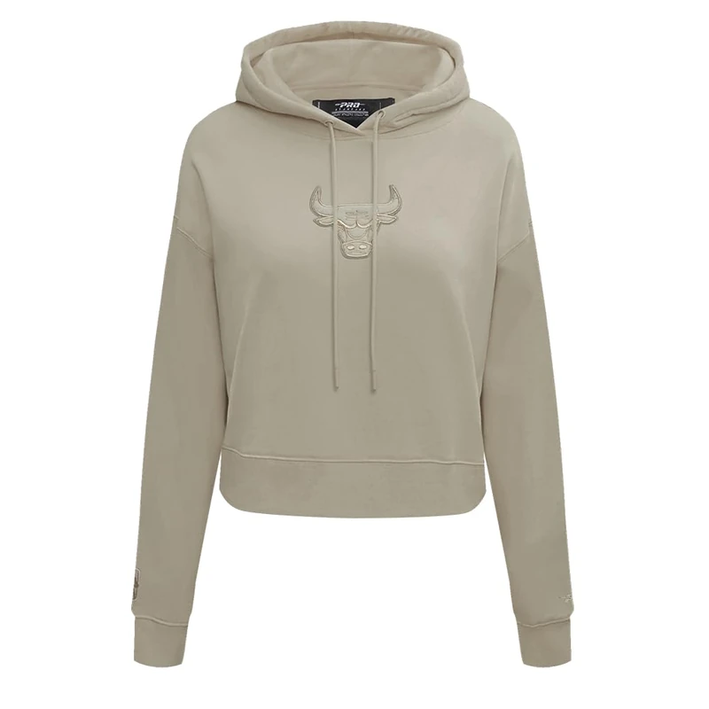 Pro Standard Womens NBA Chicago Bulls Neutral Cropped Pullover Hoodie Taupe XS