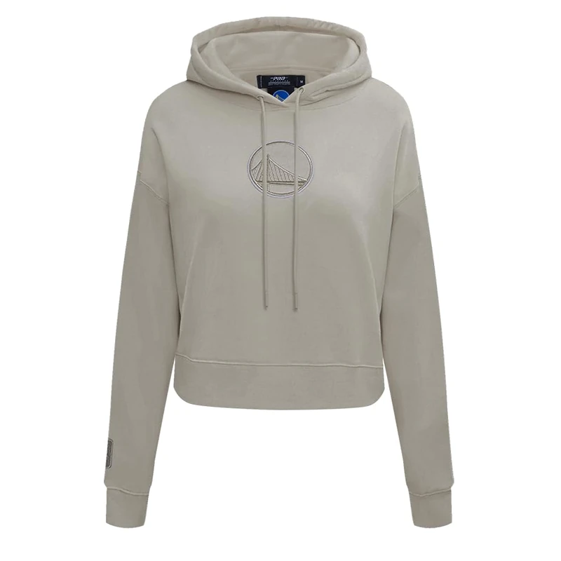 Pro Standard Womens NBA Golden State Warriors Neutral Cropped Pullover Hoodie Taupe M - Image 1