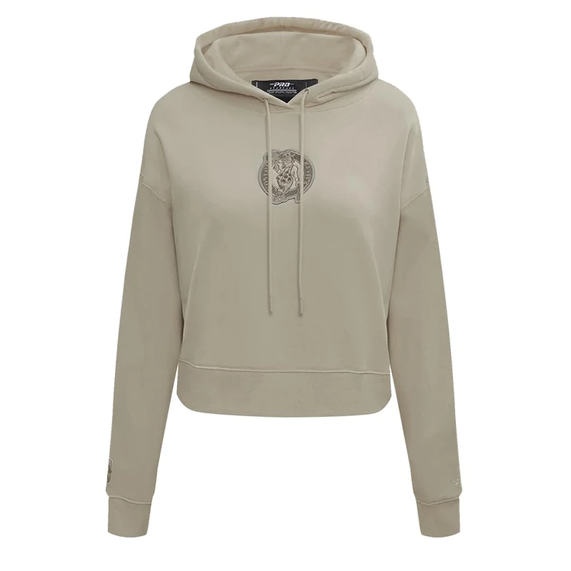 Pro Standard Womens NBA Boston Celtics Neutral Cropped Pullover Hoodie Taupe S - Image 1