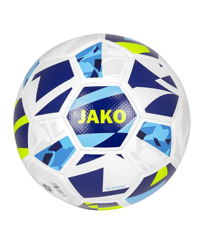 JAKO Iconic Play Ball, White/Navy/Neon Yellow, 5 - Image 1
