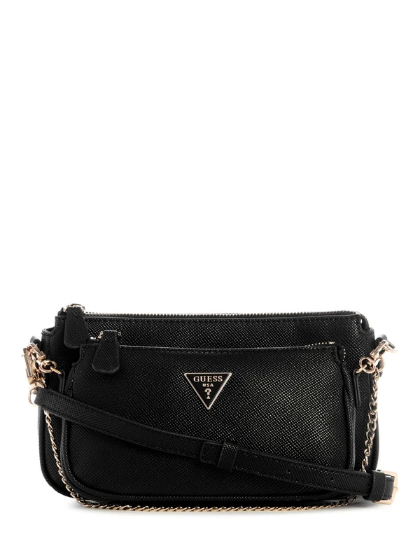 GUESS Women's Noelle Ii Double Pouch Crossbody, Black, One Size