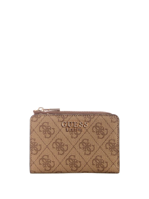 Guess Women's Laurel Ii Zip Around Card Case Wallet, Latte Logo, One Size
